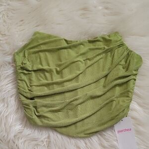 Women's Green Mesh Corset Crop Top